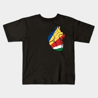 Seychelles Flag, Anatomical Heart Design Kids T-Shirt